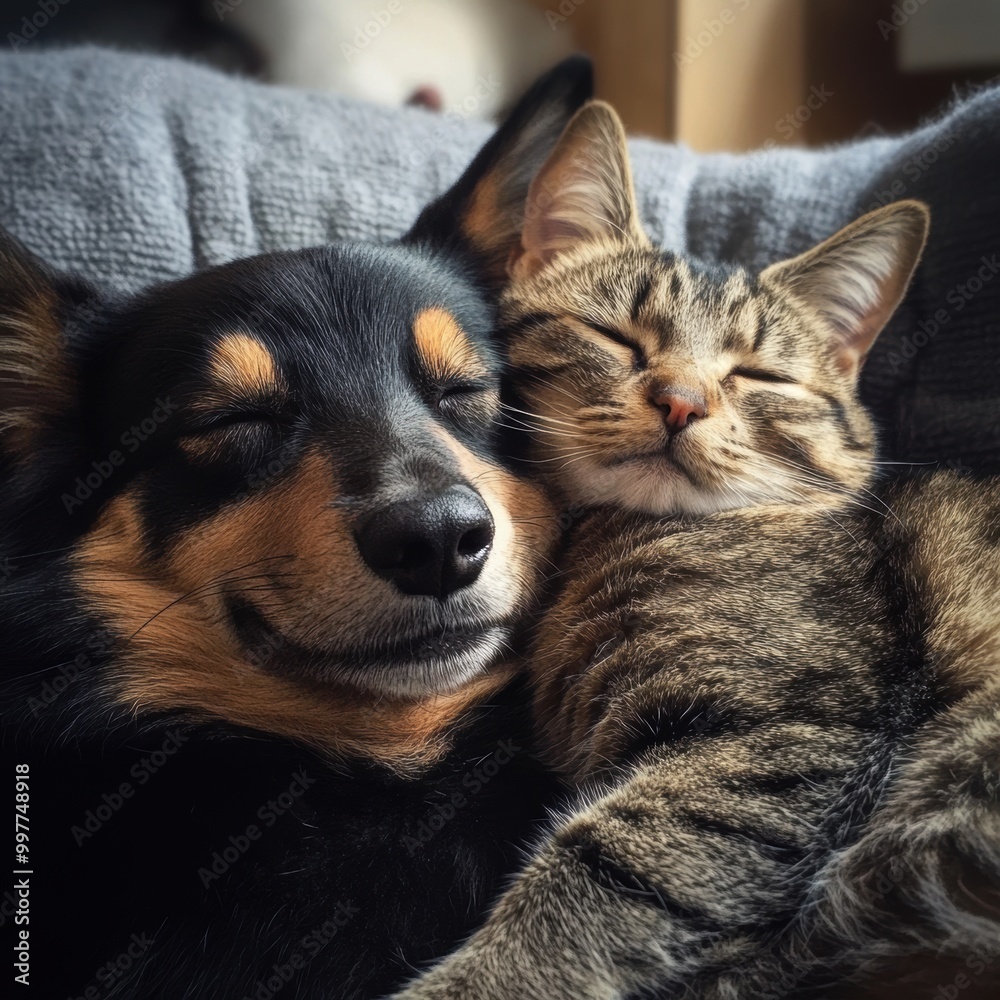 Dog and Cat Napping. Dog and Cat Napping.