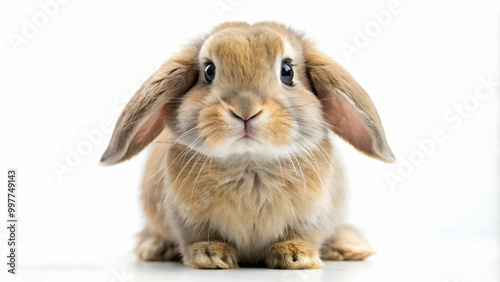 Adorable fluffy bunny with floppy ears on a white background, rabbit, cute, fluffy, pet, animal, ears, white, domestic, adorable, small