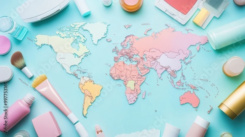 Fototapeta Naklejka Na Ścianę i Meble -  World Map Beauty Products.