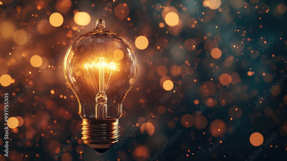 Glowing Light Bulb Symbolizing Innovation and Ideas