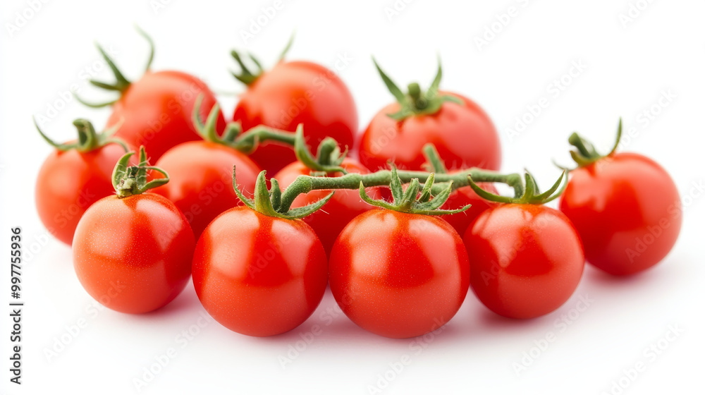 Juicy red tomatoes stand out against a clean white backdrop. Juicy red tomatoes stand out against a clean white backdrop.