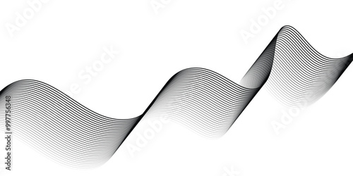 Obraz na plátně Abstract white background white black wavy lines