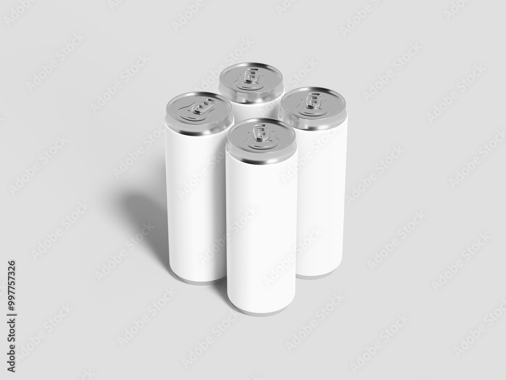 Flat lay Metallic Drinks Can 3D Mockup Isolated Flat lay Metallic Drinks Can 3D Mockup Isolated