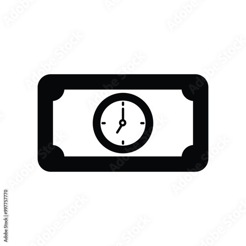 time is money glyph icon with white background vector stock illustration