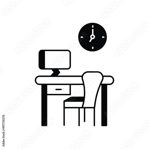work place glyph icon with white background vector stock illustration
