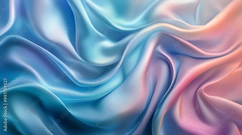 Fototapeta premium Soft, flowing fabric in shades of blue and pink.