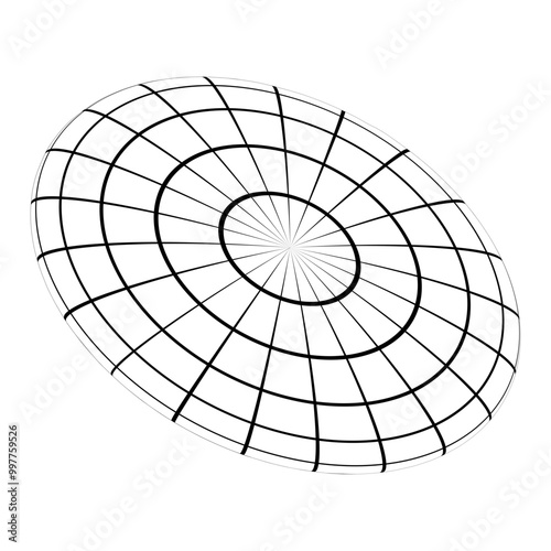 Geometric wireframe shapes and grids in dark color on a transparent background. 3D abstract patterns in trendy psychedelic style. Y2k. Vector illustration.
