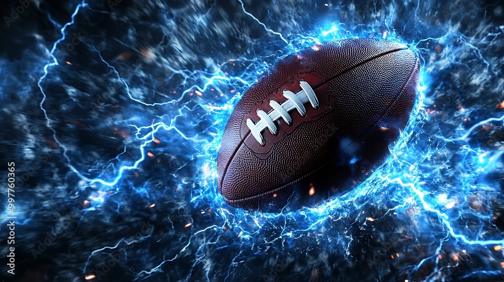 American Football Surrounded by Lightning American Football Surrounded by Lightning