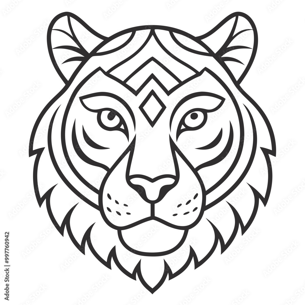 Obraz premium Animal Tiger head Mandalas outline silhouette vector art illustration - Transparent Background