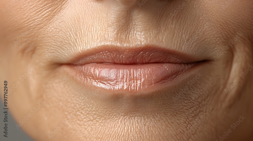 Close-up of a woman's mouth with deep lines and wrinkles, followed by a smooth, wrinkle-free outcome post-treatment, demonstrating anti-aging effects Close-up of a woman's mouth with deep lines and wrinkles, followed by a smooth, wrinkle-free outcome post-treatment, demonstrating anti-aging effects
