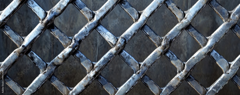 Metallic Barrier Pattern with Reflective Surfaces and Light Reflections ...