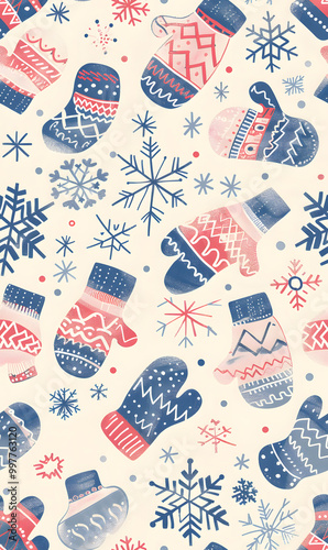 New Year's and Christmas festival seamless pattern in a 2D doodle illustrator style on pastel color backgrounds for graphic advertising.