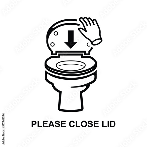 Please close lid before flushing sign isolated on background vector illustration