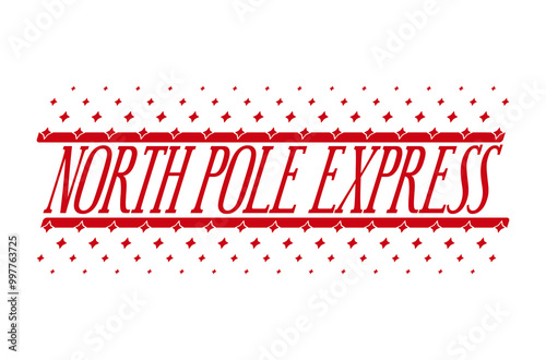 North pole express. Christmas stamp design. Holiday template for Xmas handmade gifts.