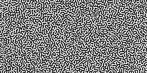 Turing reaction diffusion monochrome seamless pattern with chaotic motion .Linear design with biological shapes. Organic lines in memphis. abstract turing organic wallpaper background .	