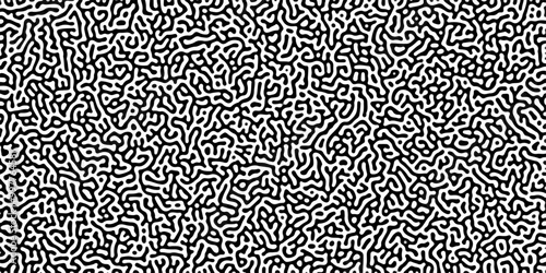 Turing reaction diffusion monochrome seamless pattern with chaotic motion .Linear design with biological shapes. Organic lines in memphis. abstract turing organic wallpaper background .	