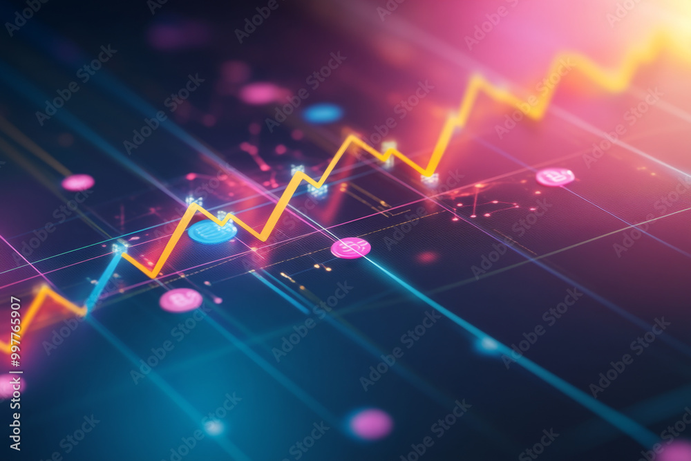 Close-Up of Financial Graph with Uptrend Line and Dynamic Gradients
