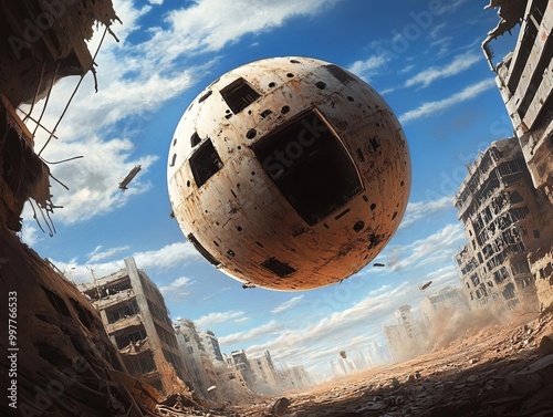 Dystopian Post Apocalyptic World Totalitarian Regime Urban Decay Spherical Perspective photo