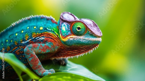 Close up of colorful chameleon