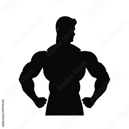 Bodybuilding Champion Silhouette Vector Illustration