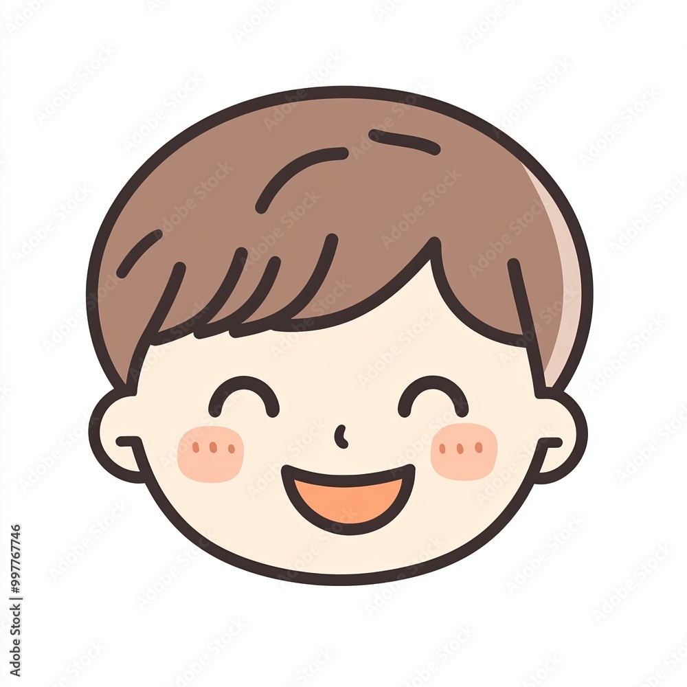 A delightful illustration features a happy child with a bright smile, capturing innocence and joy in a simple, flat design with pastel colors A delightful illustration features a happy child with a bright smile, capturing innocence and joy in a simple, flat design with pastel colors