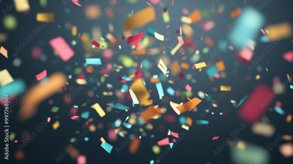 A colorful burst of confetti enlivens the dark backdrop, creating a festive atmosphere during a celebration or special event A colorful burst of confetti enlivens the dark backdrop, creating a festive atmosphere during a celebration or special event