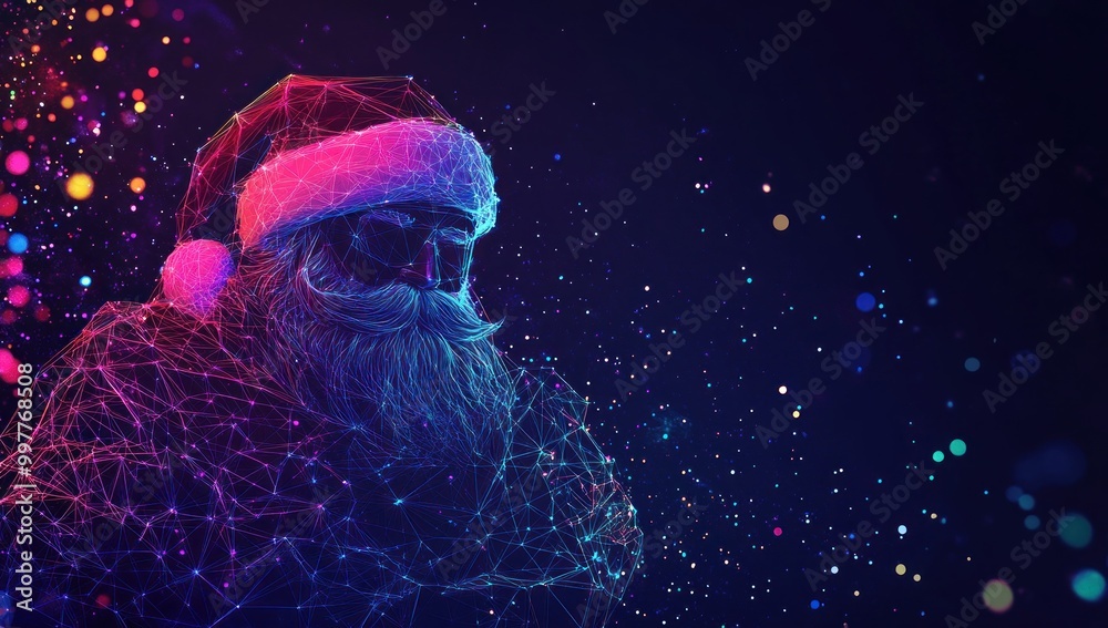 Fototapeta premium Digital Santa Claus with Festive Lights