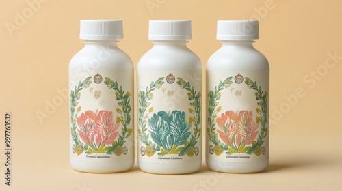 Three Bottles with Flowers.