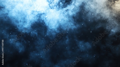 A breathtaking view of a starry sky featuring luminous nebula clouds  illuminating the vastness of space during the night