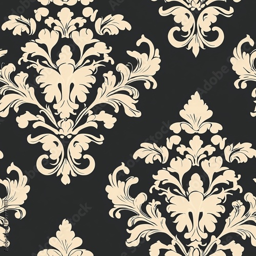 Seamless Pattern Of Damask With Rococo Flourishes