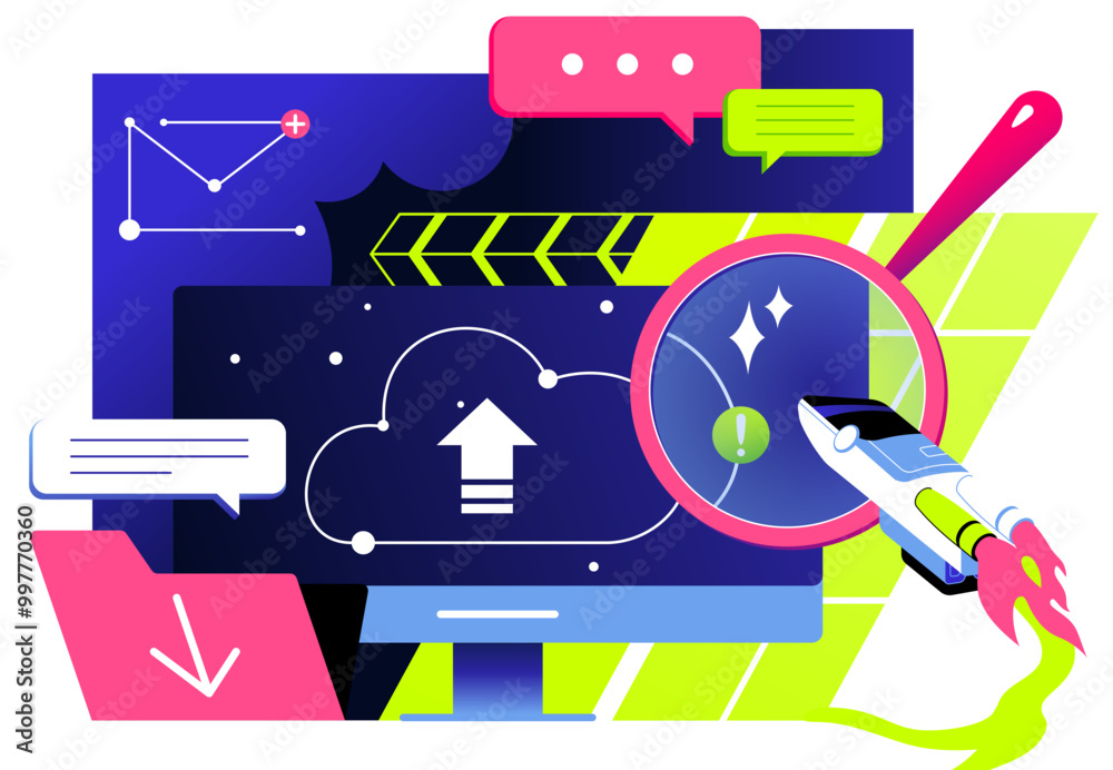 Fototapeta premium Uploading files to cloud storage