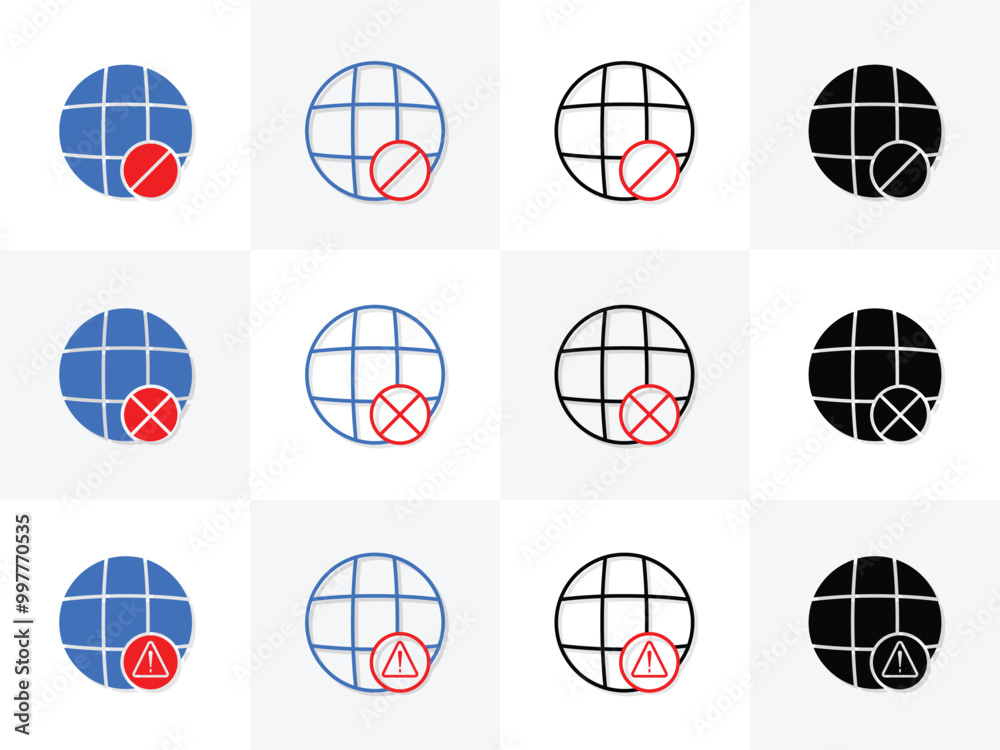 No wifi signal icon, internet error, no internet signal vector illustration isolated on background