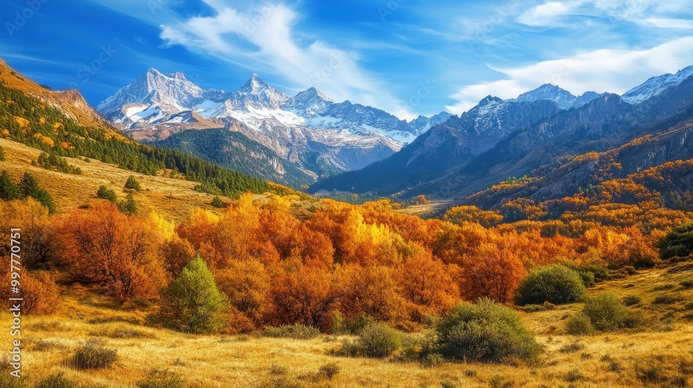 Autumn Mountain Landscape with Vibrant Colors