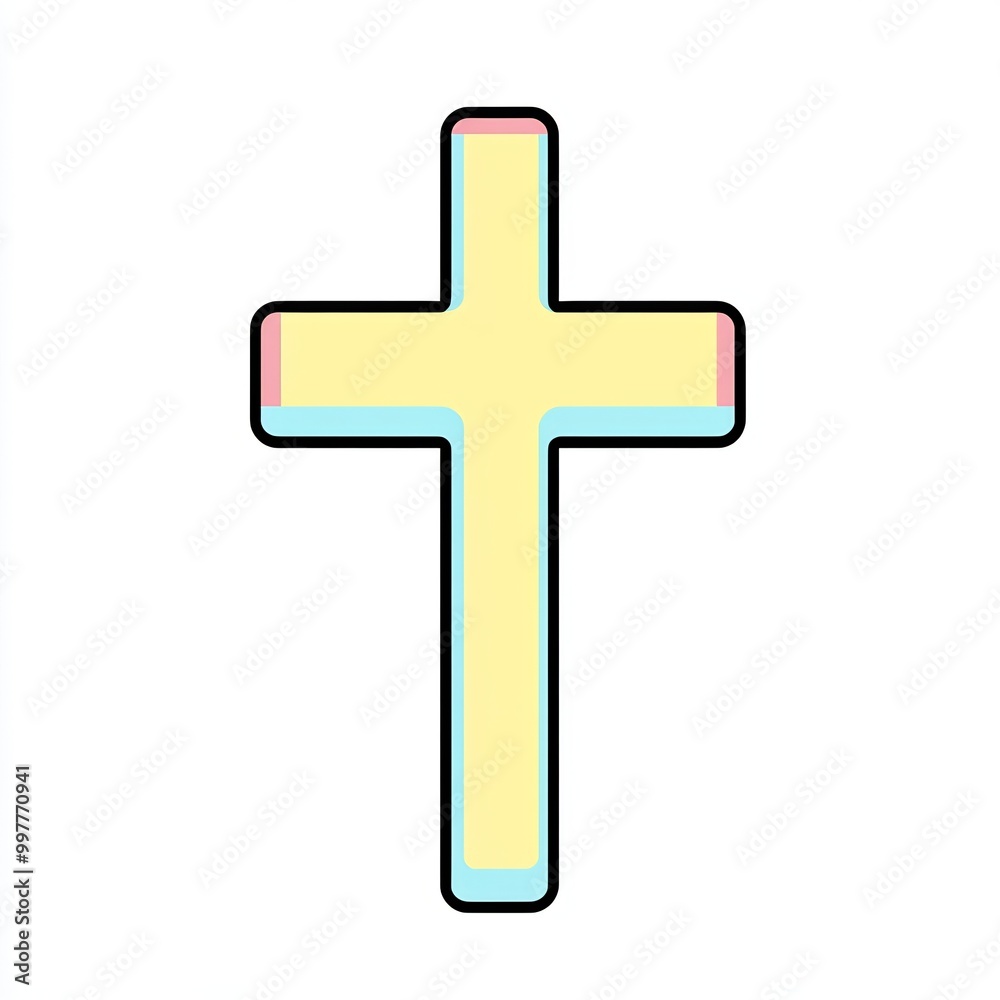 artwork features a minimalist cross design in soft pastel colors set against a plain white background, representing simplicity and spirituality artwork features a minimalist cross design in soft pastel colors set against a plain white background, representing simplicity and spirituality