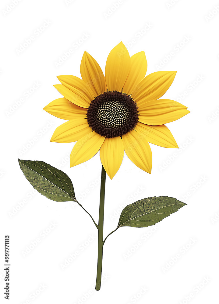 Naklejka premium A yellow sunflower with a black center