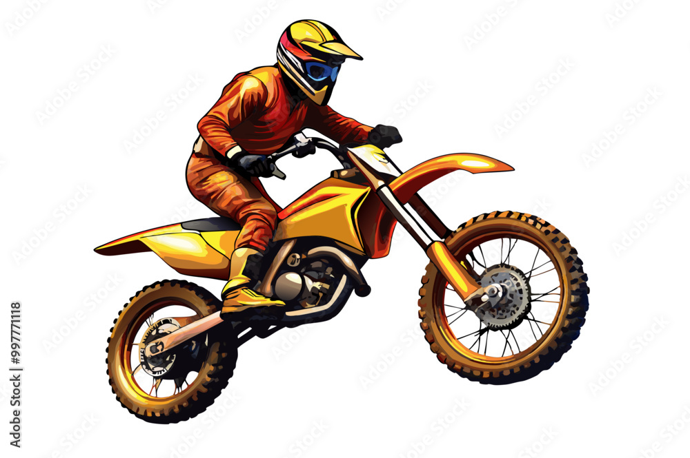 Motocross rider in action vector image, isolated on white background
Motocross rider in action vector image, isolated on white background
