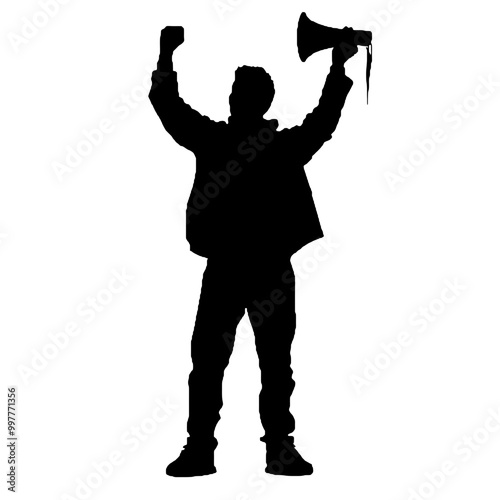 Demonstrator Protester Silhouette Vector Illustration