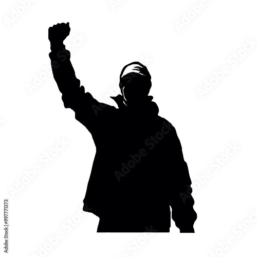 Demonstrator Protester Silhouette Vector Illustration