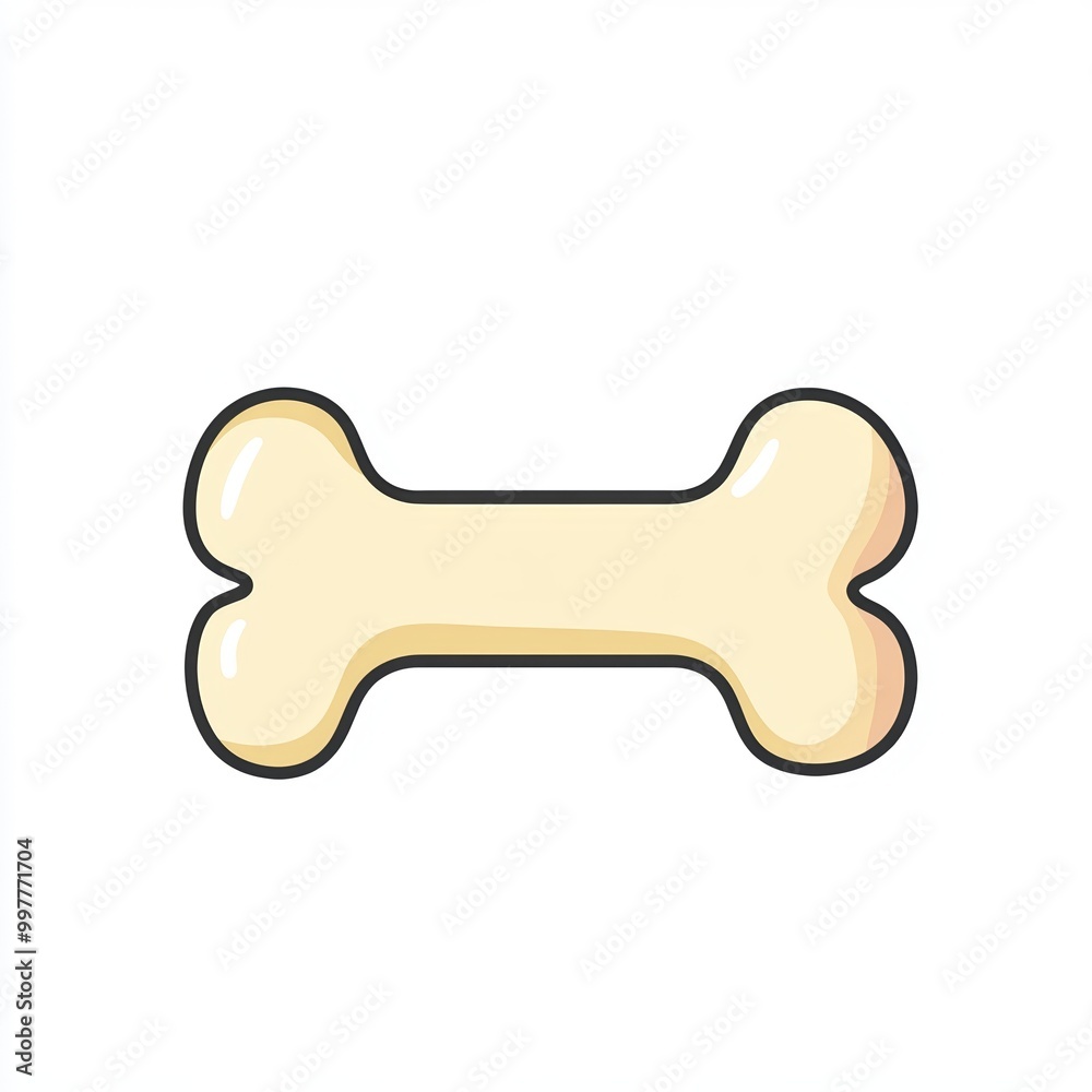 A flat design illustration featuring a simple line drawing of a dog bone in soft pastel colors against a white background, ideal for pet-themed designs A flat design illustration featuring a simple line drawing of a dog bone in soft pastel colors against a white background, ideal for pet-themed designs