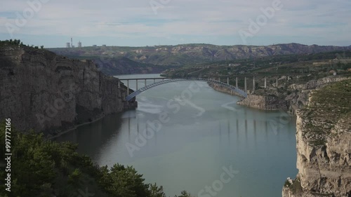 steel bridge over river huanghe photo