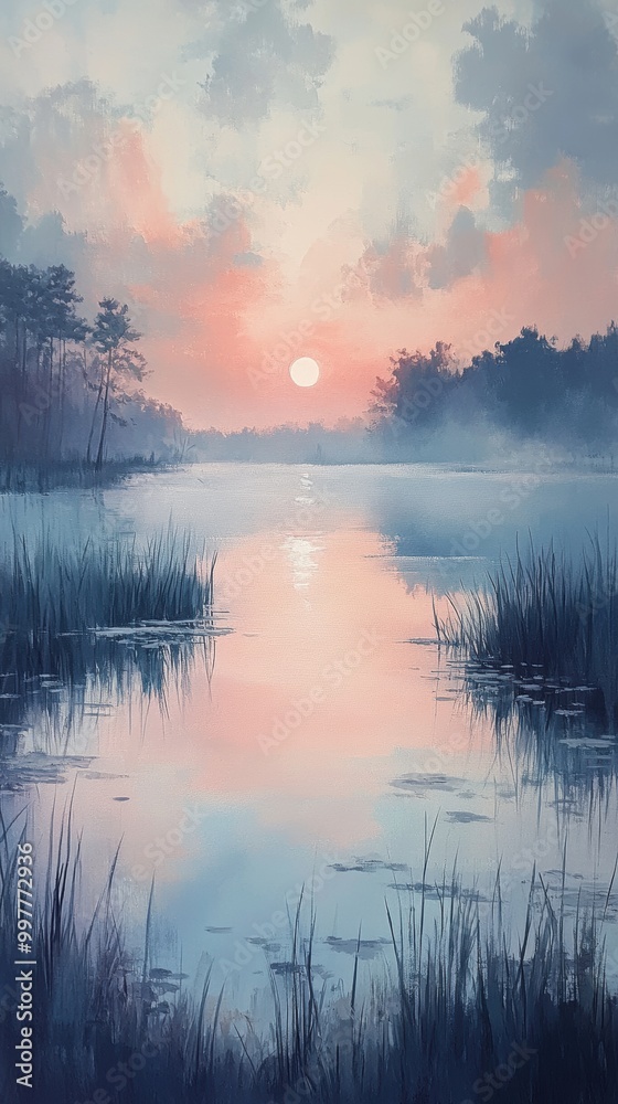 Serene Sunset Over Calm Water Landscape Serene Sunset Over Calm Water Landscape