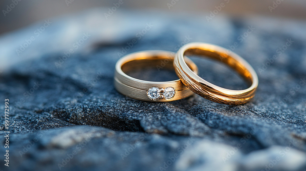 close-up shot of two gold wedding rings resting on textured fabric, symbolizing eternal love, commitment, and the sacred bond of marriage, highlighting the timeless significance of union close-up shot of two gold wedding rings resting on textured fabric, symbolizing eternal love, commitment, and the sacred bond of marriage, highlighting the timeless significance of union