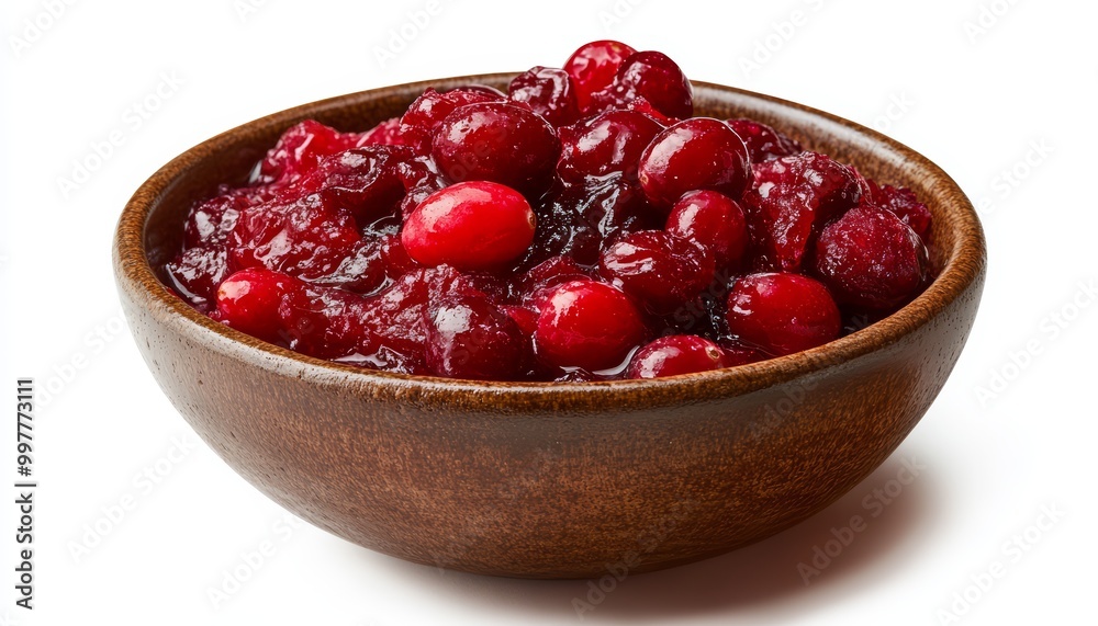 Bowl of Cranberry Sauce on White Background Bowl of Cranberry Sauce on White Background