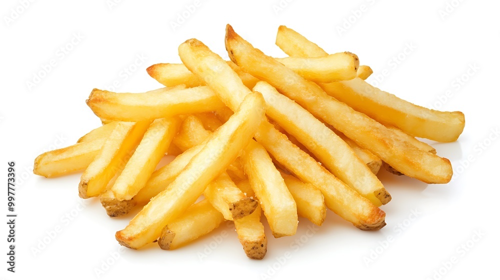 Golden French Fries on White Background Golden French Fries on White Background