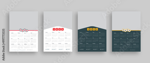 2025 one page corporate calendar template | Professional wall calendar design set for businesses