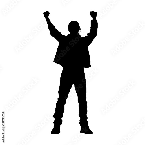 Peaceful Protester Silhouette Vector Illustration Transparent Background