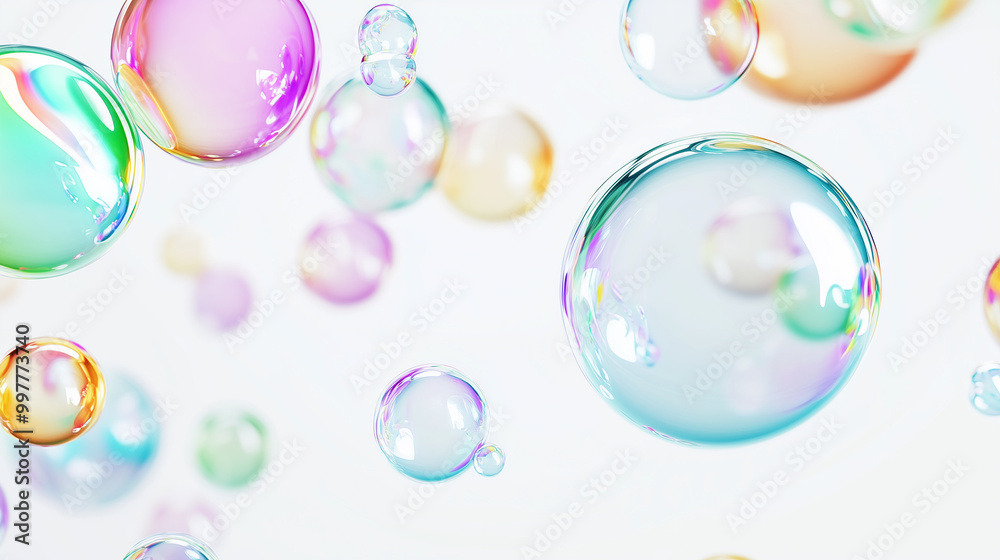 Colorful Bubbles Floating in Air