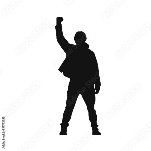 Silhouette of Protester with Sign Vector Illustration