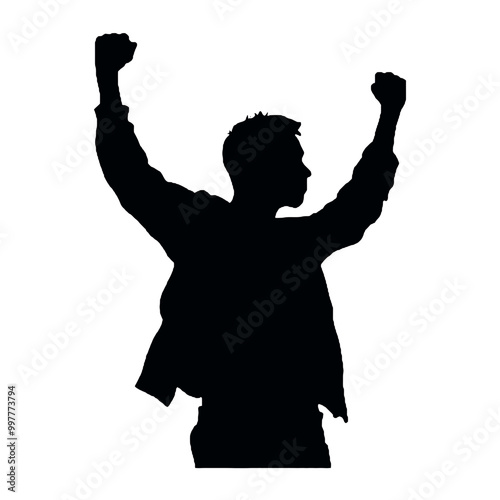 Silhouette of Protester with Sign Vector Illustration