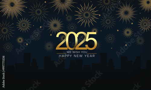 City firework. Cityscape fireworks in night skyline, celebration anniversary gold firecracker festival sparklers on building architecture background